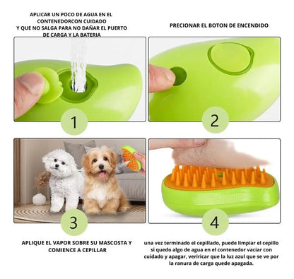 Cepillo De Vapor 3en1 Masajeador Para Mascotas